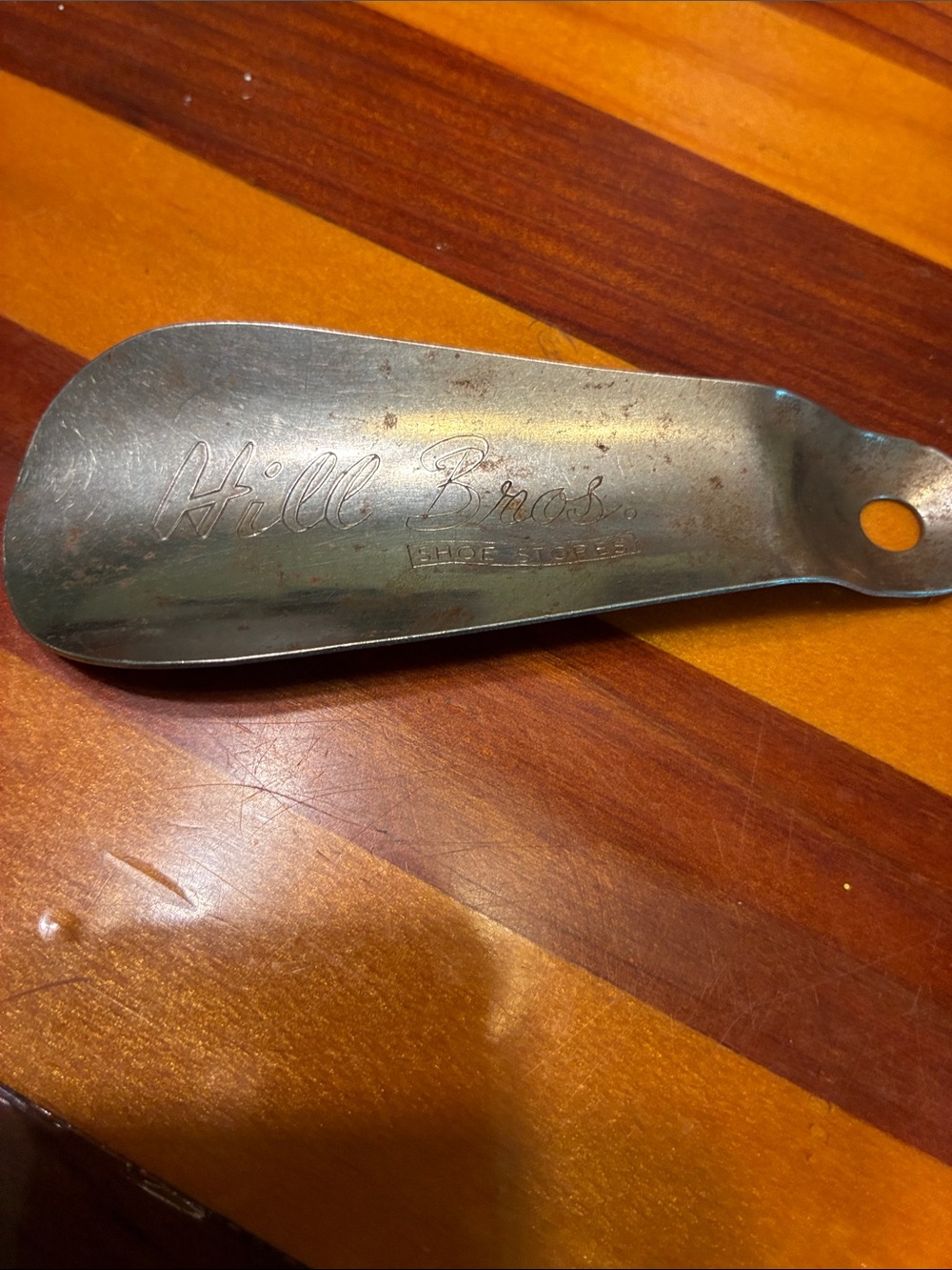 Hill Bros. Metal Shoe Horn Vintage Silver Tone